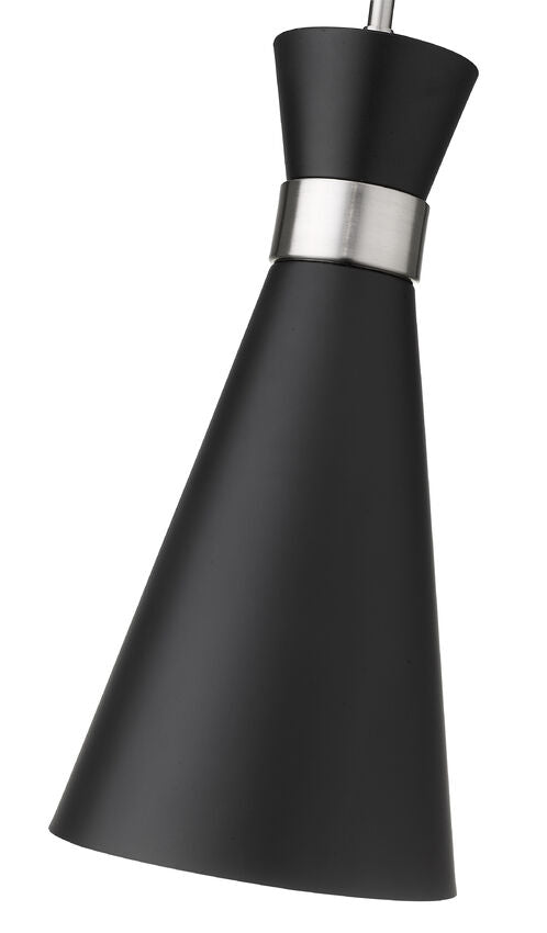 Z-Lite Soriano 8" 1-Light Matte Black and Brushed Nickel Pendant Light