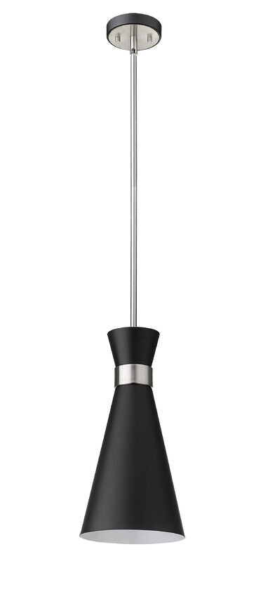 Z-Lite Soriano 8" 1-Light Matte Black and Brushed Nickel Pendant Light