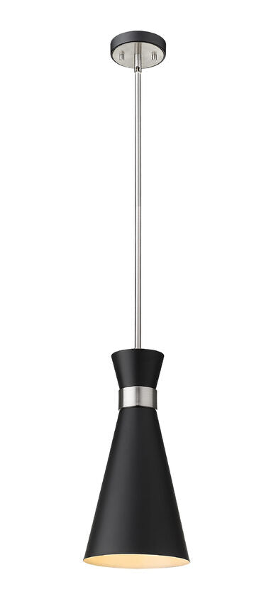 Z-Lite Soriano 8" 1-Light Matte Black and Brushed Nickel Pendant Light