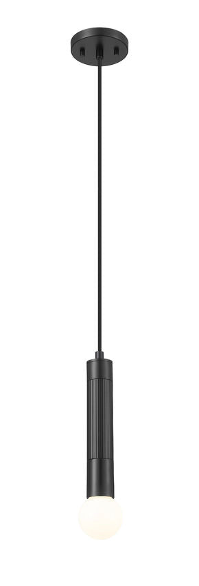 Z-Lite Stari 1-Light Medium Bulb Base Matte Black Steel Pendant Light