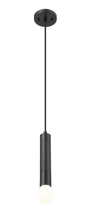 Z-Lite Stari 1-Light Medium Bulb Base Matte Black Steel Pendant Light