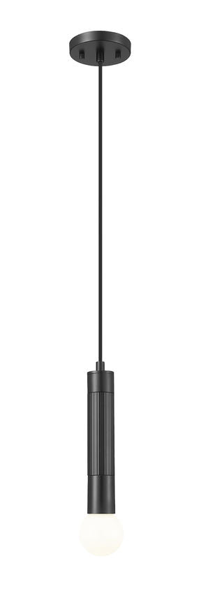 Z-Lite Stari 1-Light Medium Bulb Base Matte Black Steel Pendant Light