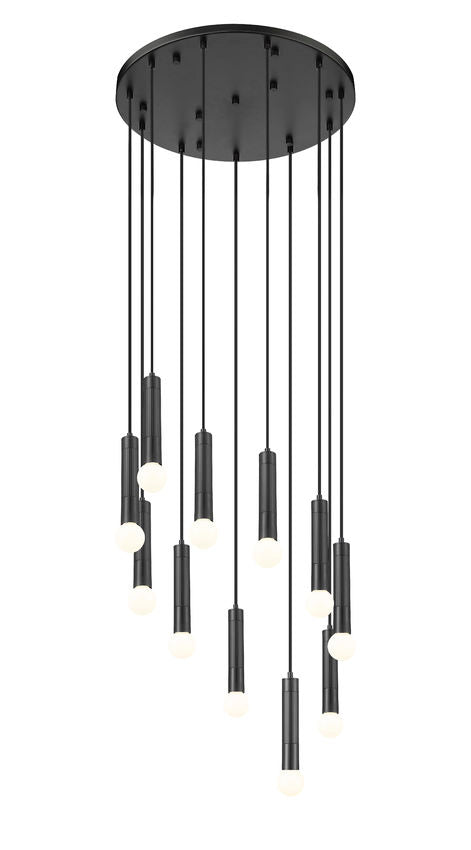 Z-Lite Stari 11-Light Medium Bulb Base Matte Black Steel Frame Chandelier