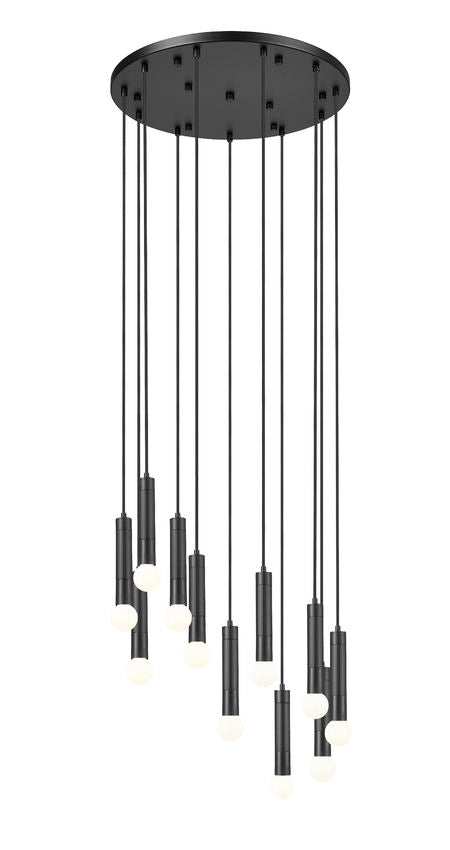 Z-Lite Stari 11-Light Medium Bulb Base Matte Black Steel Frame Chandelier