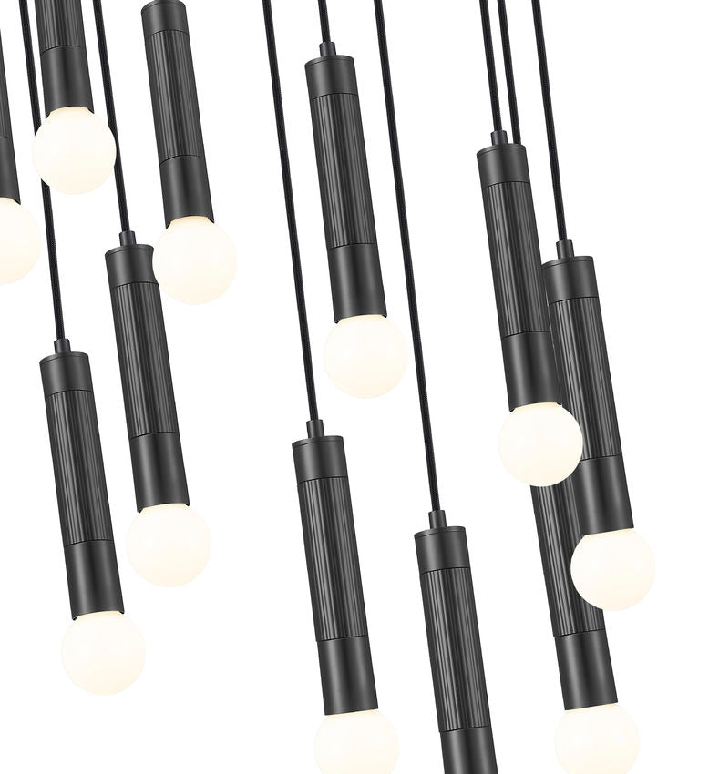 Z-Lite Stari 11-Light Medium Bulb Base Matte Black Steel Frame Chandelier