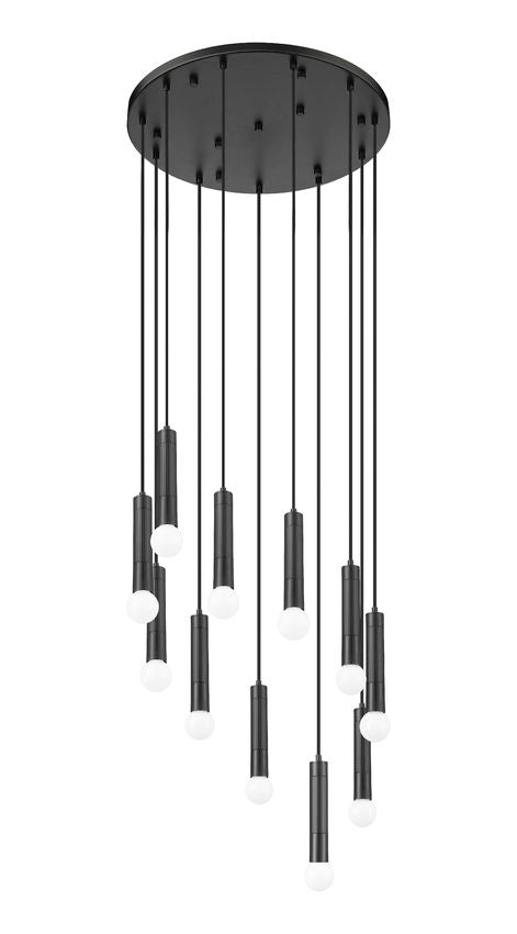Z-Lite Stari 11-Light Medium Bulb Base Matte Black Steel Frame Chandelier