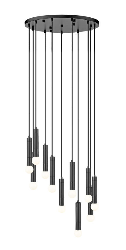 Z-Lite Stari 11-Light Medium Bulb Base Matte Black Steel Frame Chandelier