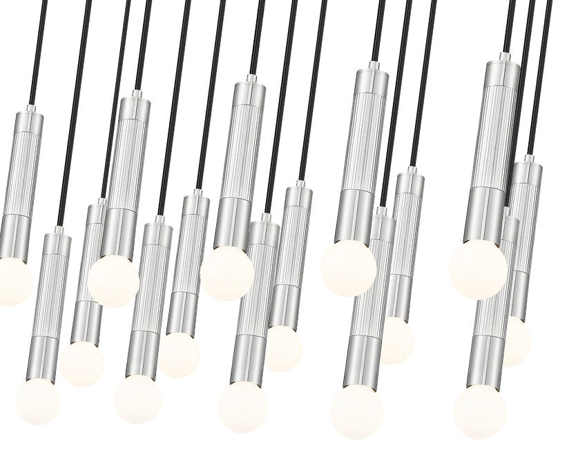 Z-Lite Stari 17-Light Medium Bulb Base Brushed Nickel Steel Frame Linear Chandelier