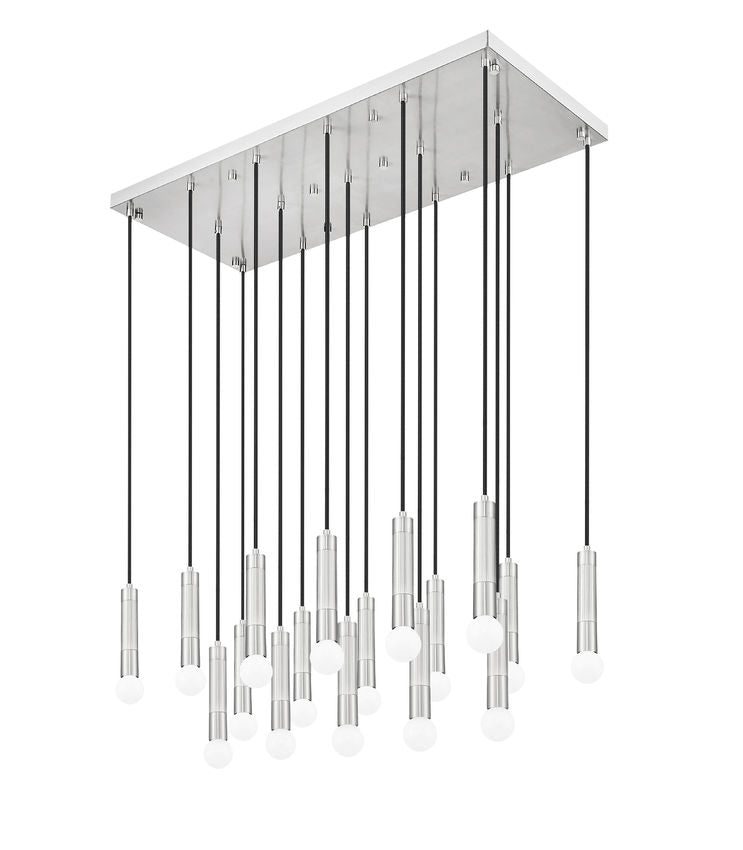 Z-Lite Stari 17-Light Medium Bulb Base Brushed Nickel Steel Frame Linear Chandelier