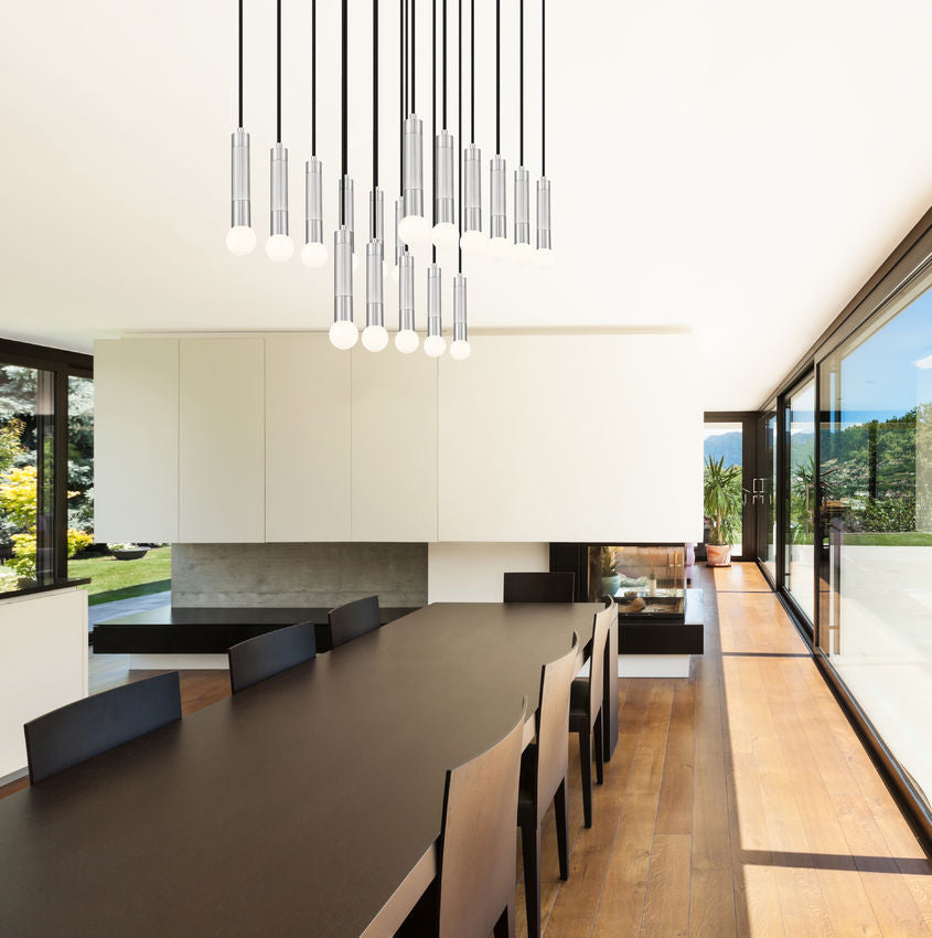 Z-Lite Stari 17-Light Medium Bulb Base Brushed Nickel Steel Frame Linear Chandelier