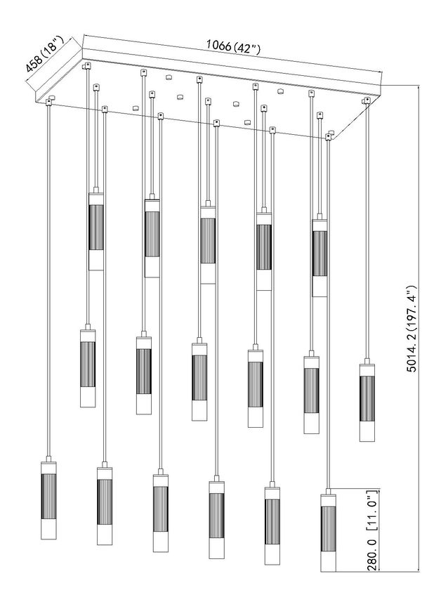 Z-Lite Stari 17-Light Medium Bulb Base Matte Black Steel Frame Linear Chandelier
