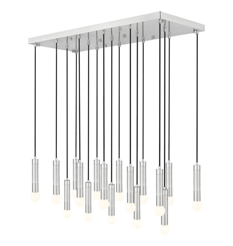 Z-Lite Stari 17-Light Medium Bulb Base Brushed Nickel Steel Frame Linear Chandelier