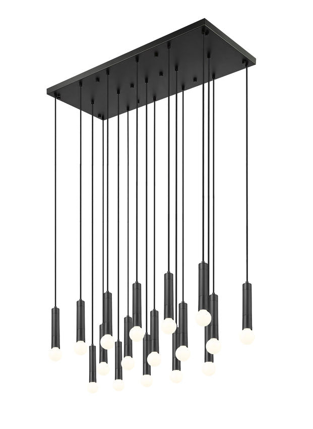 Z-Lite Stari 17-Light Medium Bulb Base Matte Black Steel Frame Linear Chandelier
