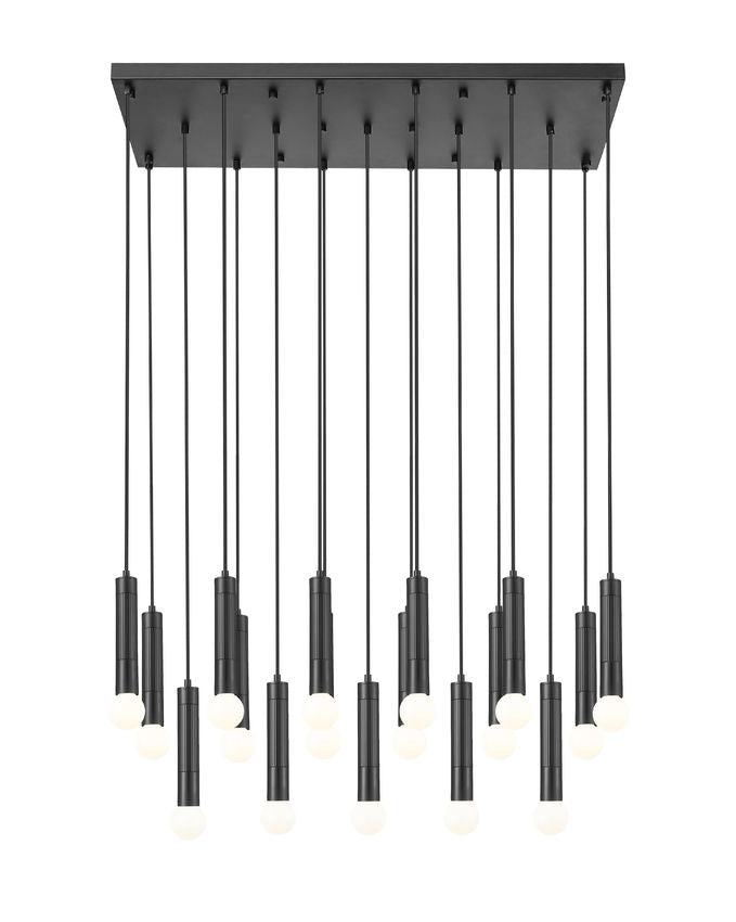 Z-Lite Stari 17-Light Medium Bulb Base Matte Black Steel Frame Linear Chandelier