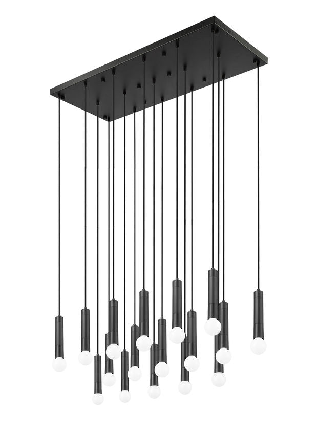 Z-Lite Stari 17-Light Medium Bulb Base Matte Black Steel Frame Linear Chandelier