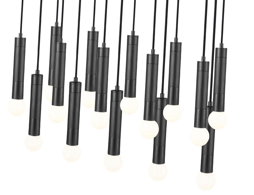 Z-Lite Stari 17-Light Medium Bulb Base Matte Black Steel Frame Linear Chandelier