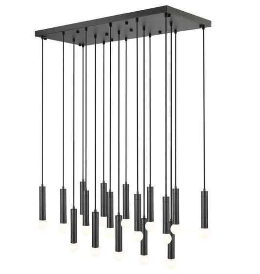 Z-Lite Stari 17-Light Medium Bulb Base Matte Black Steel Frame Linear Chandelier