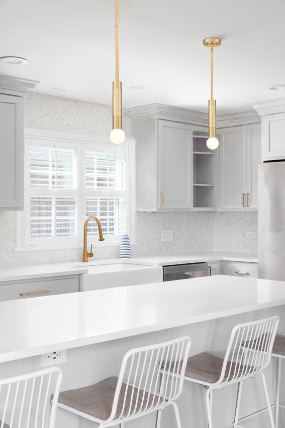 Z-Lite Stari 1956P-ROD-MGLD 1-Light Medium Bulb Base Modern Gold Steel Pendant Light