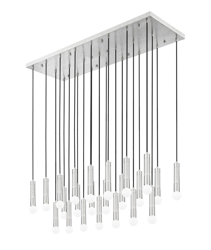Z-Lite Stari 23-Light Medium Bulb Base Brushed Nickel Steel Frame Linear Chandelier