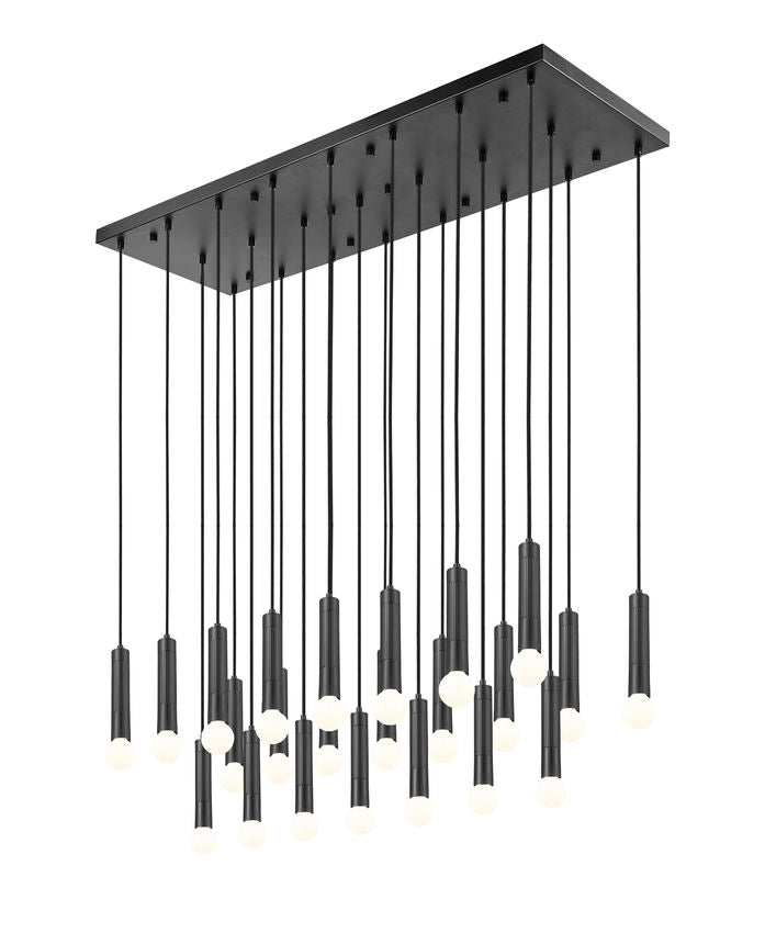 Z-Lite Stari 23-Light Medium Bulb Base Matte Black Steel Frame Linear Chandelier
