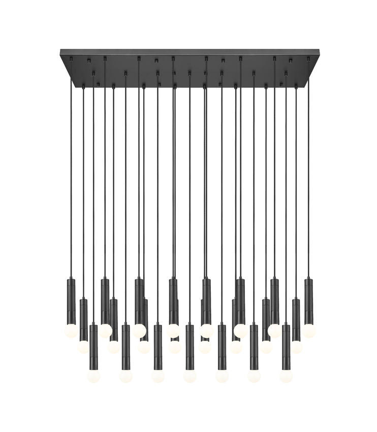 Z-Lite Stari 23-Light Medium Bulb Base Matte Black Steel Frame Linear Chandelier