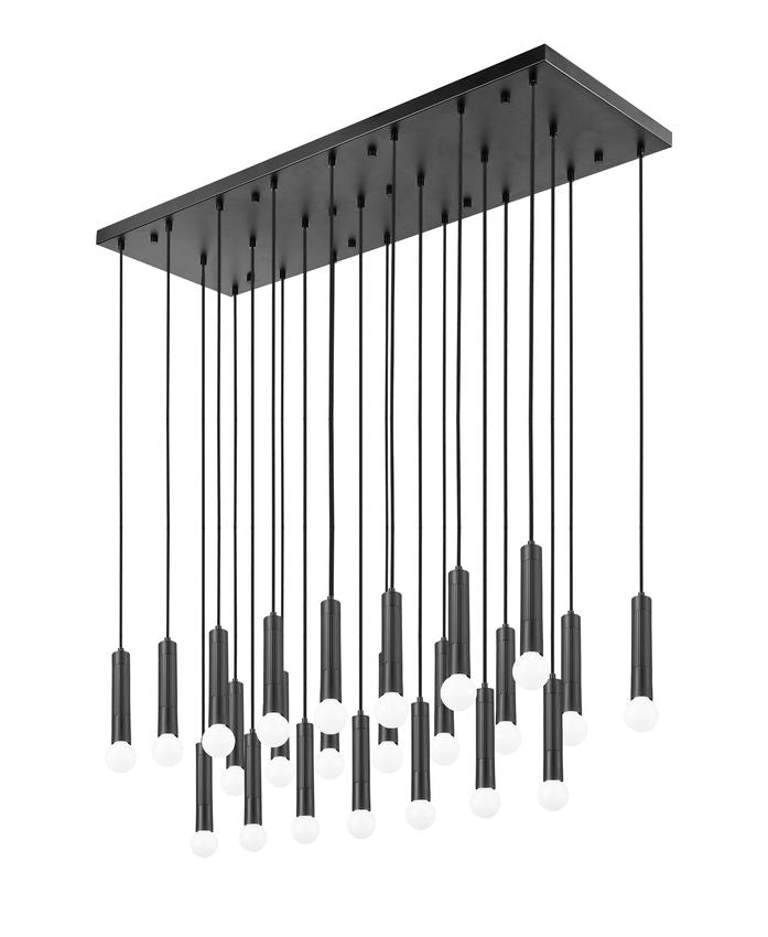 Z-Lite Stari 23-Light Medium Bulb Base Matte Black Steel Frame Linear Chandelier