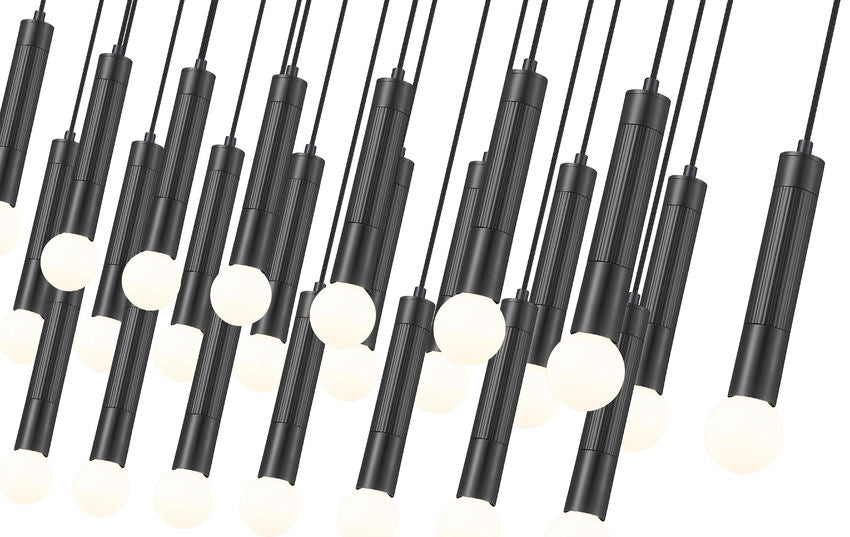Z-Lite Stari 23-Light Medium Bulb Base Matte Black Steel Frame Linear Chandelier