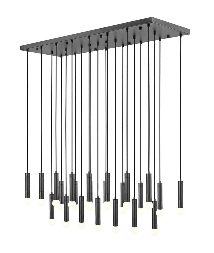 Z-Lite Stari 23-Light Medium Bulb Base Matte Black Steel Frame Linear Chandelier