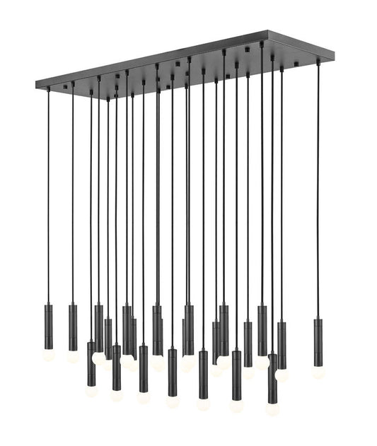 Z-Lite Stari 23-Light Medium Bulb Base Matte Black Steel Frame Linear Chandelier