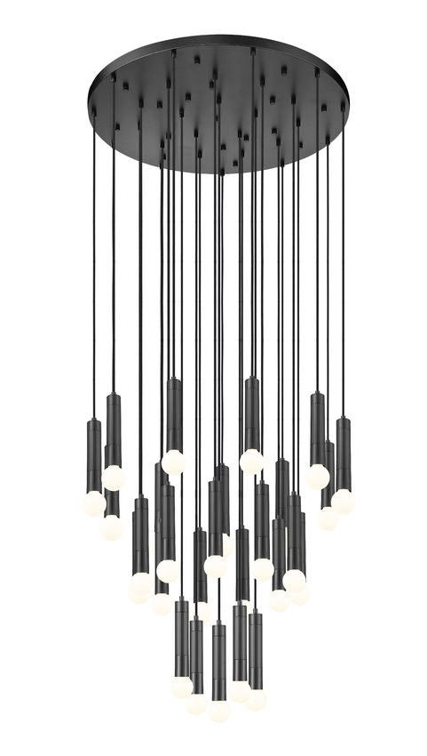 Z-Lite Stari 27-Light Medium Bulb Base Matte Black Steel Frame Chandelier