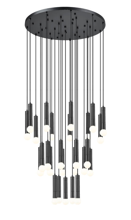 Z-Lite Stari 27-Light Medium Bulb Base Matte Black Steel Frame Chandelier