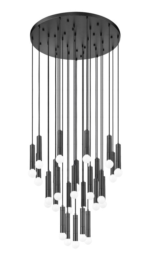Z-Lite Stari 27-Light Medium Bulb Base Matte Black Steel Frame Chandelier