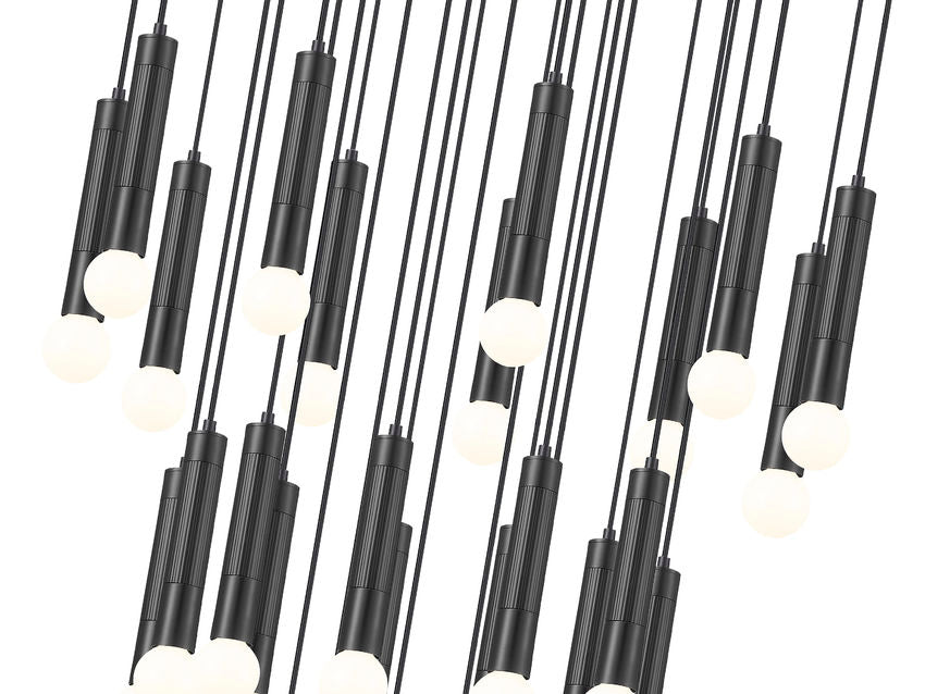 Z-Lite Stari 27-Light Medium Bulb Base Matte Black Steel Frame Chandelier