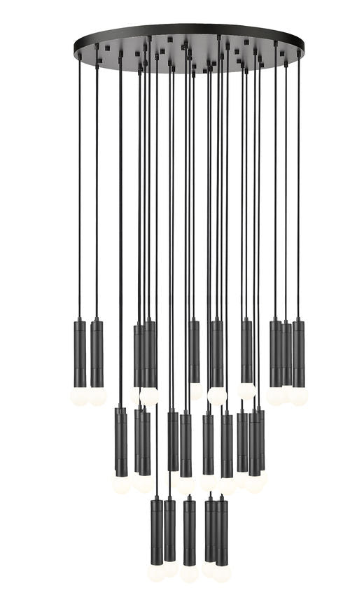 Z-Lite Stari 27-Light Medium Bulb Base Matte Black Steel Frame Chandelier