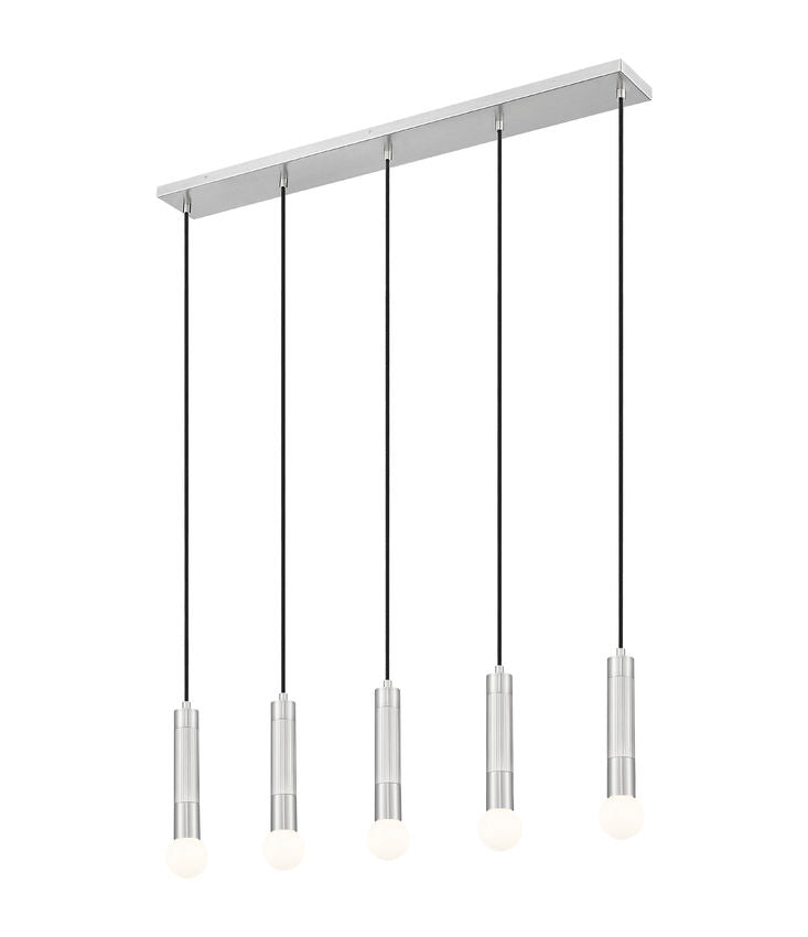 Z-Lite Stari 5-Light Medium Bulb Base Brushed Nickel Steel Frame Linear Chandelier