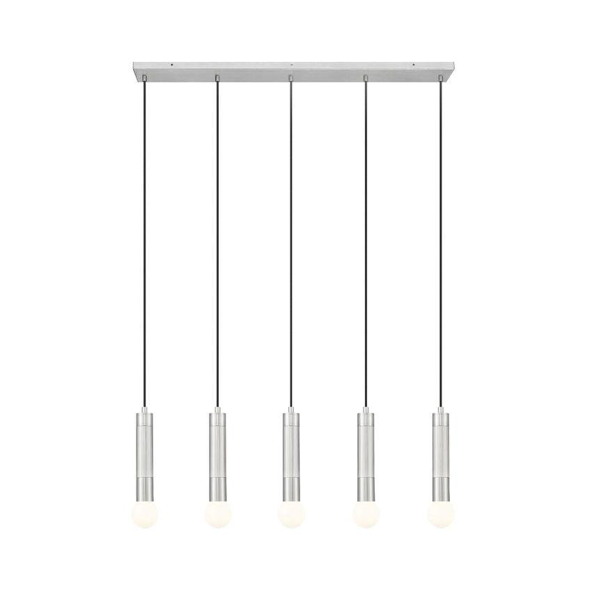 Z-Lite Stari 5-Light Medium Bulb Base Brushed Nickel Steel Frame Linear Chandelier
