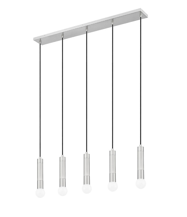 Z-Lite Stari 5-Light Medium Bulb Base Brushed Nickel Steel Frame Linear Chandelier