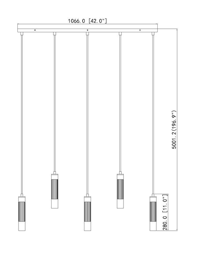 Z-Lite Stari 5-Light Medium Bulb Base Brushed Nickel Steel Frame Linear Chandelier