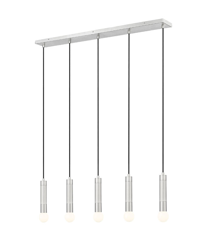 Z-Lite Stari 5-Light Medium Bulb Base Brushed Nickel Steel Frame Linear Chandelier