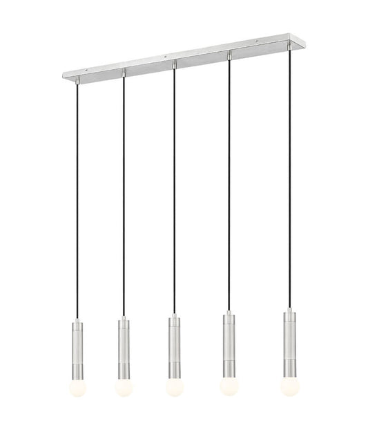 Z-Lite Stari 5-Light Medium Bulb Base Brushed Nickel Steel Frame Linear Chandelier