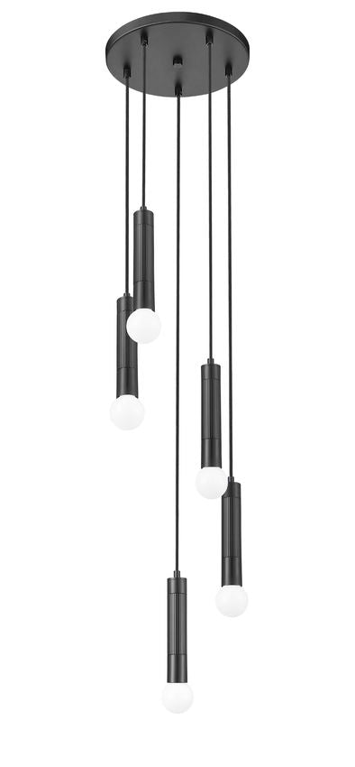 Z-Lite Stari 5-Light Medium Bulb Base Matte Black Steel Frame Chandelier