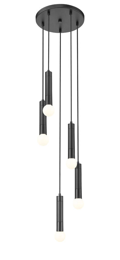 Z-Lite Stari 5-Light Medium Bulb Base Matte Black Steel Frame Chandelier