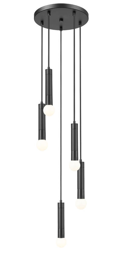 Z-Lite Stari 5-Light Medium Bulb Base Matte Black Steel Frame Chandelier