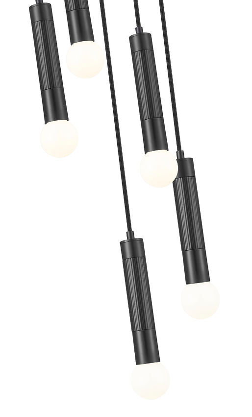 Z-Lite Stari 5-Light Medium Bulb Base Matte Black Steel Frame Chandelier