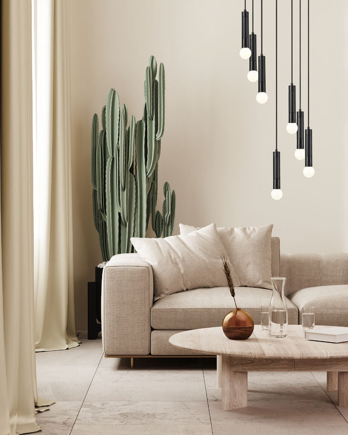 Z-Lite Stari 5-Light Medium Bulb Base Matte Black Steel Frame Chandelier