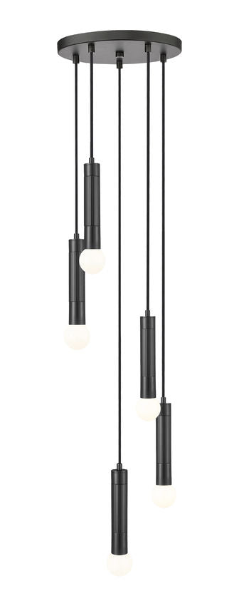 Z-Lite Stari 5-Light Medium Bulb Base Matte Black Steel Frame Chandelier