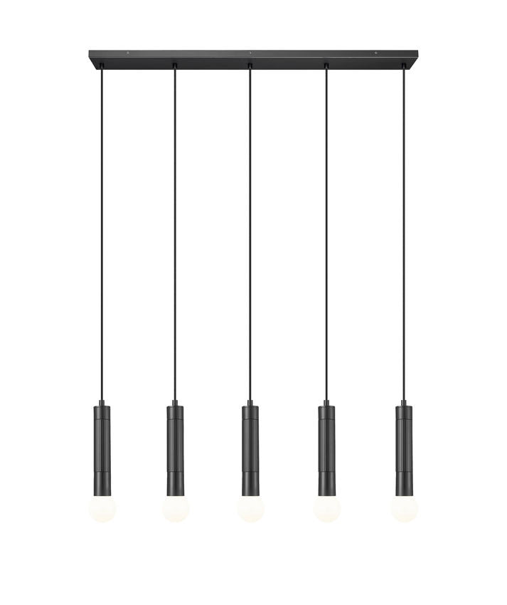 Z-Lite Stari 5-Light Medium Bulb Base Matte Black Steel Frame Linear Chandelier