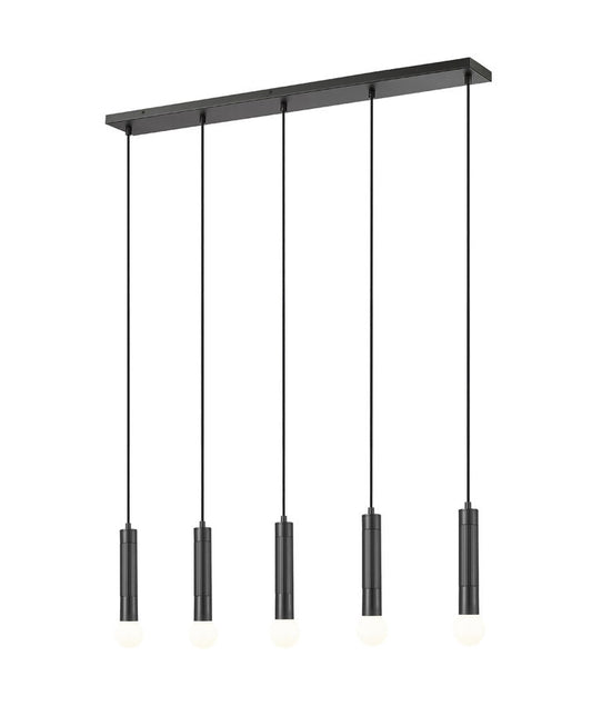 Z-Lite Stari 5-Light Medium Bulb Base Matte Black Steel Frame Linear Chandelier