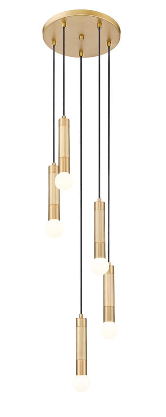 Z-Lite Stari 5-Light Medium Bulb Base Modern Gold Steel Frame Chandelier