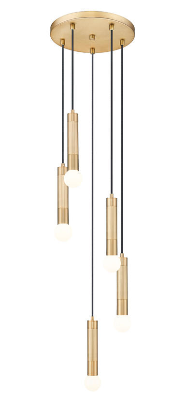 Z-Lite Stari 5-Light Medium Bulb Base Modern Gold Steel Frame Chandelier